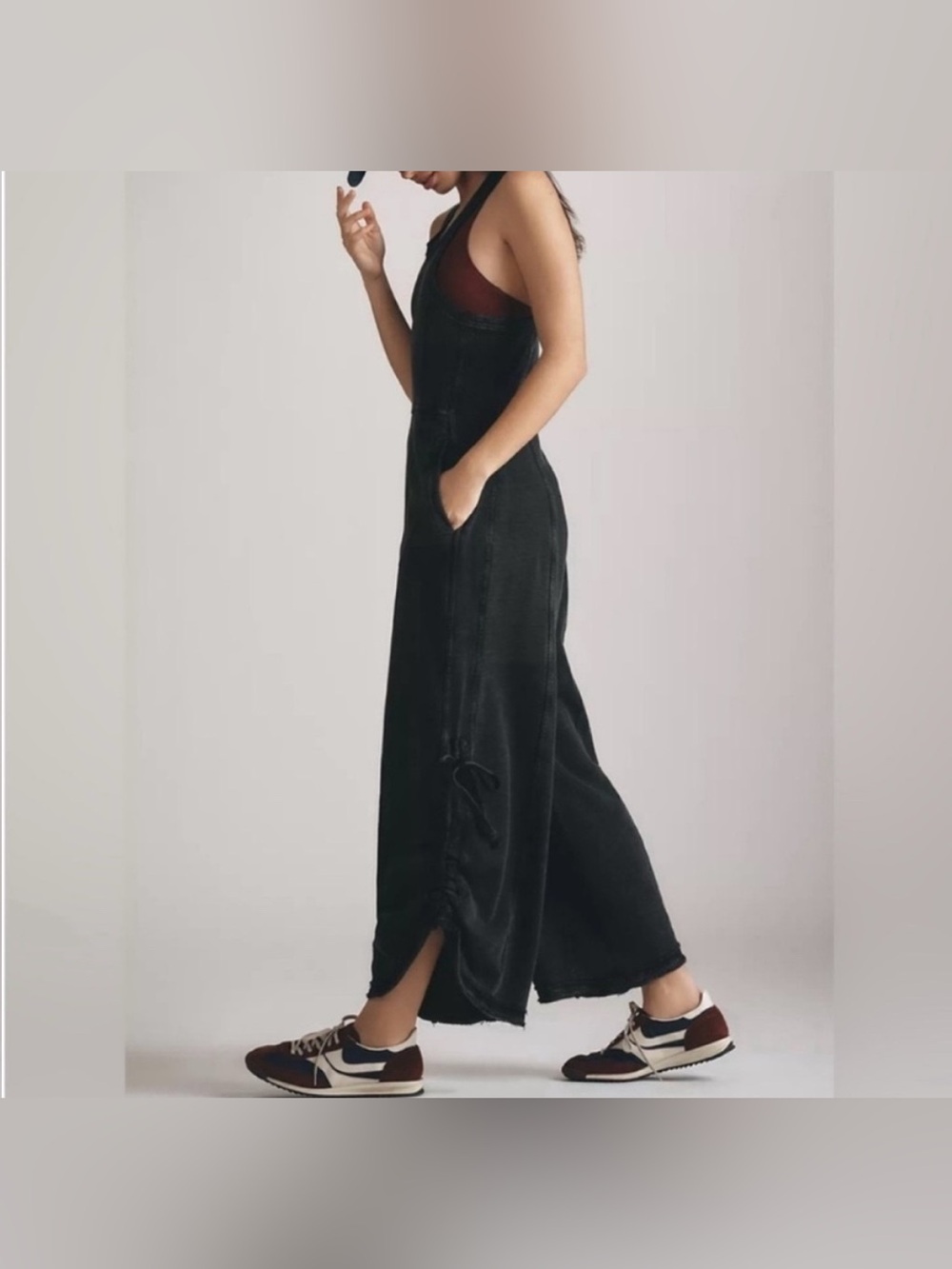 NWOT Anthropologie Daily Practice Horizon Wide-Leg Knit Jumpsuit - black - XSP - Picture 3 of 9
